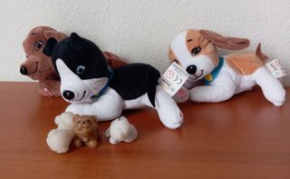 Peluche Perro Husky y Cachorro Marrón