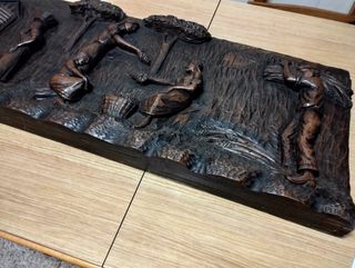 Cuadro antiguo tallado madera Galicia firma