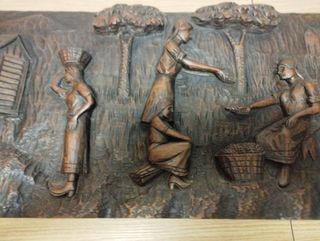 Cuadro antiguo tallado madera Galicia firma