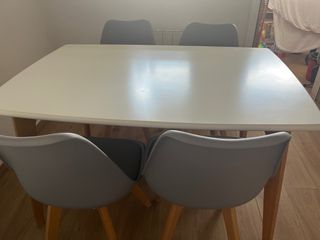 Mesa Comedor Blanca y Madera 120*80. Sillas No! 