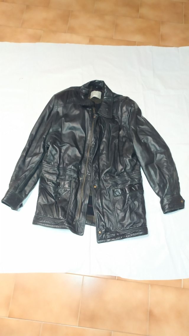 Giacca in pelle vintage nera