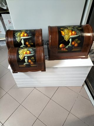 Set 3 bauli in legno decorati