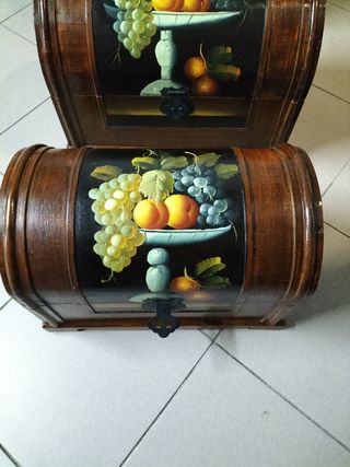 Set 3 bauli in legno decorati