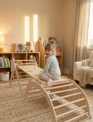 NUEVO Parque montessori infantil 3 en 1 rampa arco