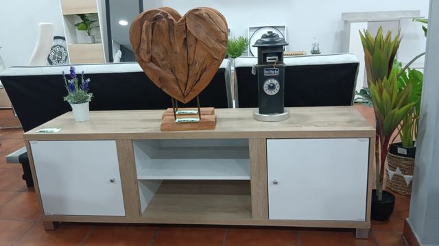 Mueble TV 150cm Beige y Blanco