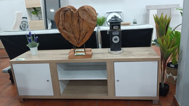 Mueble TV 150cm Beige y Blanco