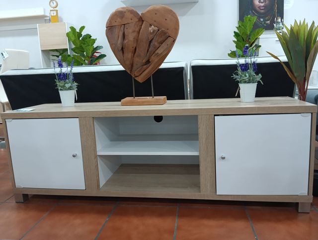Mueble TV 150cm Beige y Blanco