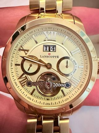 Reloj Lanscotte Automático Chapado Oro 18k Hombre