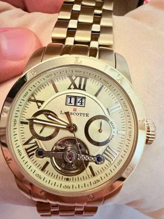 Reloj Lanscotte Automático Chapado Oro 18k Hombre