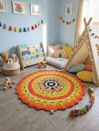 Alfombra redonda crochet 105 cm