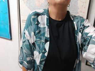 Kimono floral verde talla 40