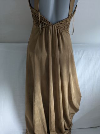 Vestido Zara Dorado Fruncido Fiesta