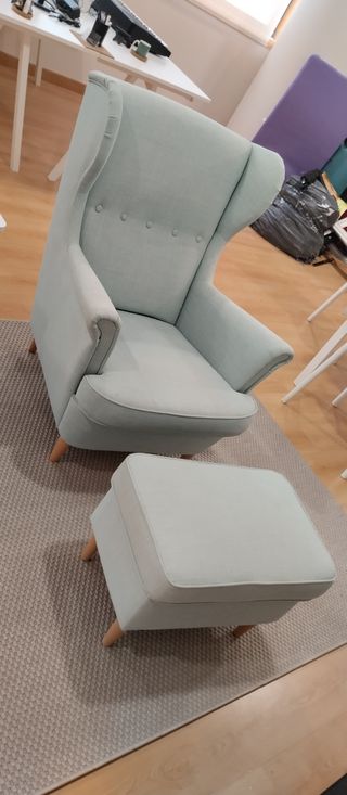 Sillón orejero IKEA STRANDMON verde
