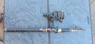 Caña de pescar con carrete