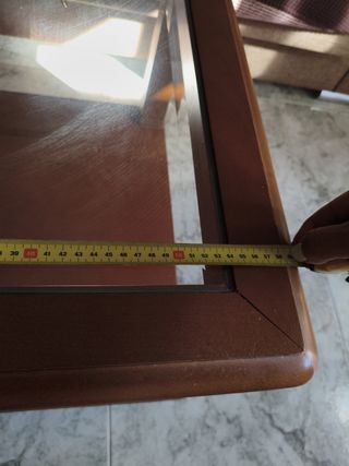 Mesa auxiliar madera y cristal