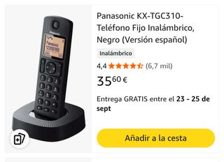Teléfono Inalámbrico Panasonic KX-TGC310 Negro