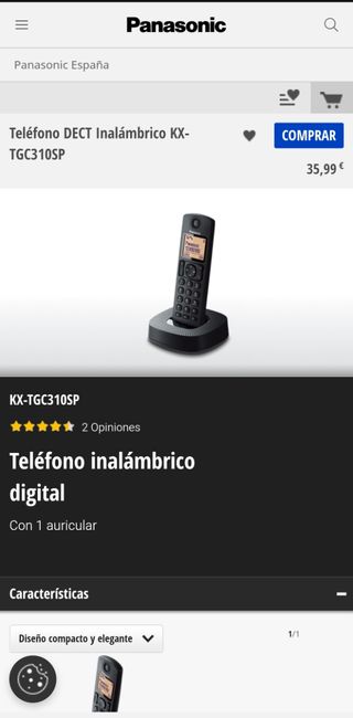 Teléfono Inalámbrico Panasonic KX-TGC310 Negro