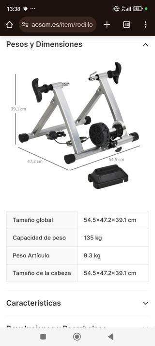 Rodillo Bici Estática HOMCOM para ejercitarte