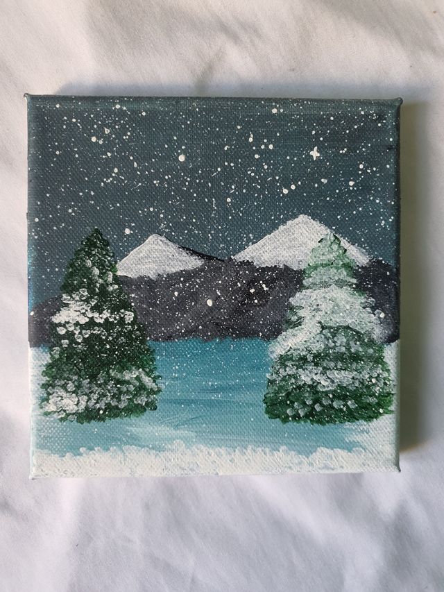Cuadro paisaje invernal acrílico. Tamaño pequeño.