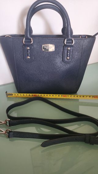 Bolso Michael Kors Piel Azul y Plateado Nuevo