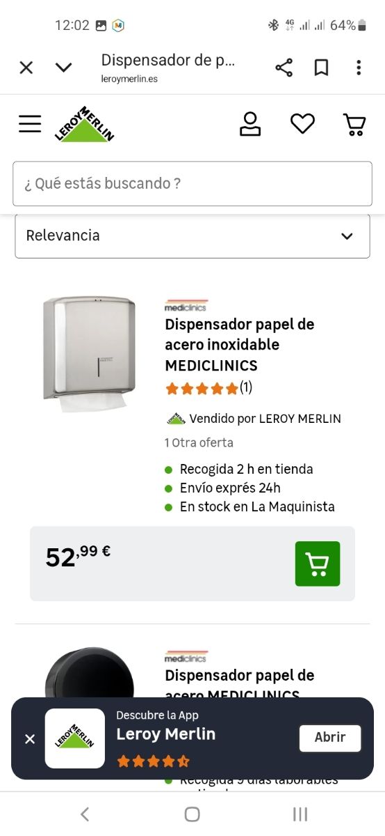 Dispensador Papel Mediclinics Acero Inoxidable