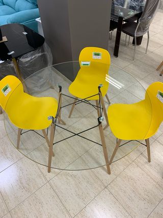 Mesa de comedor redonda cristal