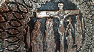 Piatto decorativo crocifissione persiano.