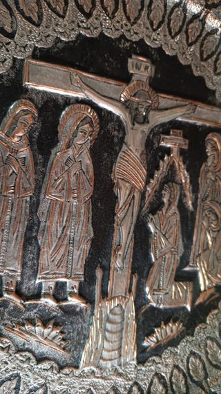 Piatto decorativo crocifissione persiano.