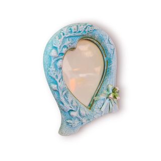 Moldura Coração Gesso Azul e Verde