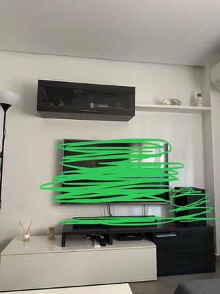 Mueble TV modular madera y cristal