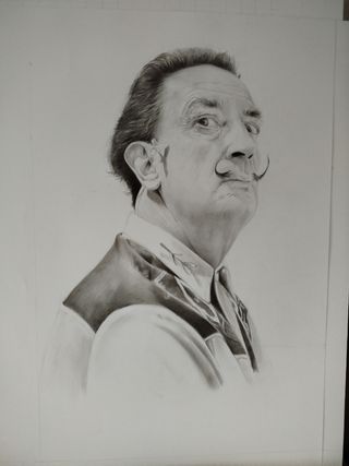 Retrato Dalí a lápiz