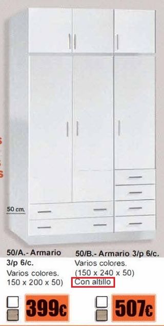 Armario 2 puertas + altillo