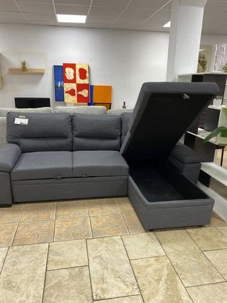 SOFA CAMA NUEVO CHAISE LONGUE GRIS 