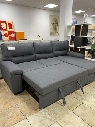 SOFA CAMA NUEVO CHAISE LONGUE GRIS 