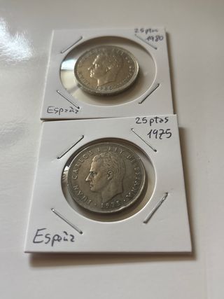 2 Monedas 25 Pesetas Juan Carlos I