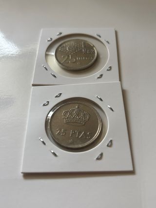 2 Monedas 25 Pesetas Juan Carlos I