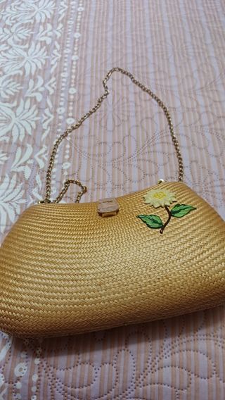 Bolso de fiesta tejido dorado