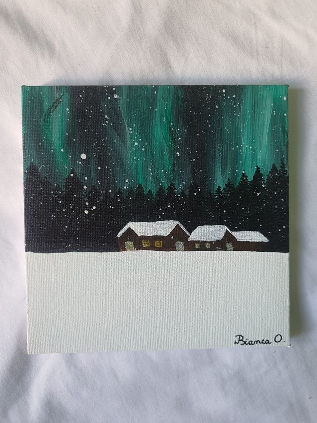 Cuadro Aurora Boreal Invierno