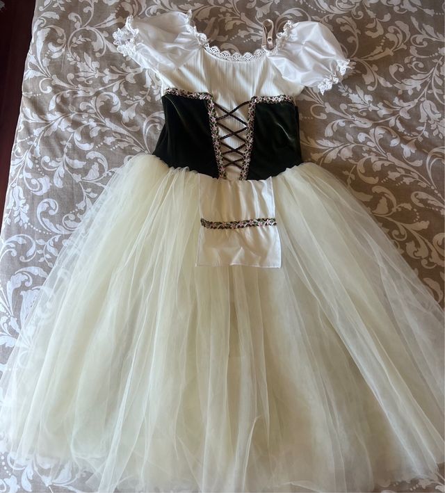 NOVO Vestido Tutu Branco e Verde para Menina!