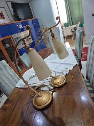 Coppia Lampade Vetro Sabbiato Oro