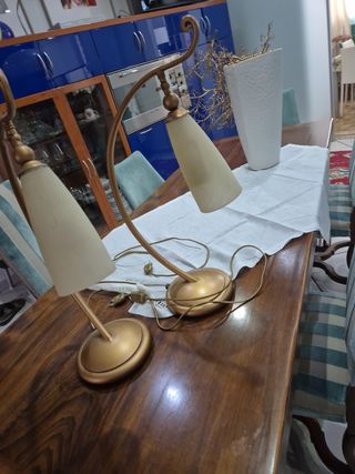 Coppia Lampade Vetro Sabbiato Oro