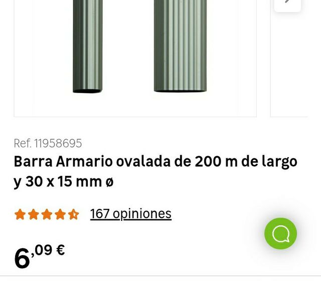 8 Barras de Aluminio para Armarios