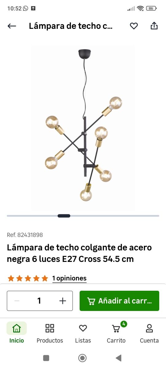 Lampada a soffitto a 6 luci.