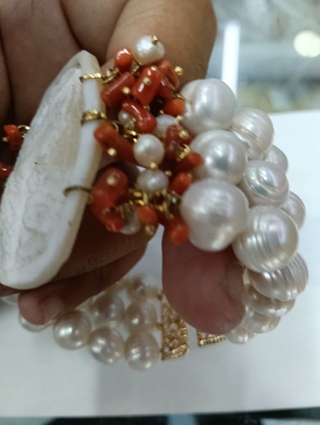 Bracciale Cameo con Corallo e Perle