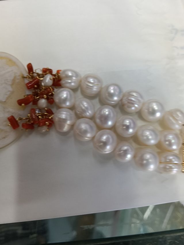 Bracciale Cameo con Corallo e Perle