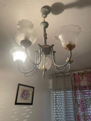 Lámpara antigua verde y dorado