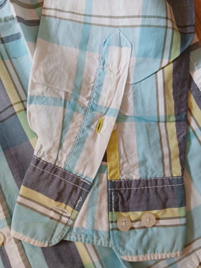 2 Camisas Xadrez Azul e Branco 10/12 Anos