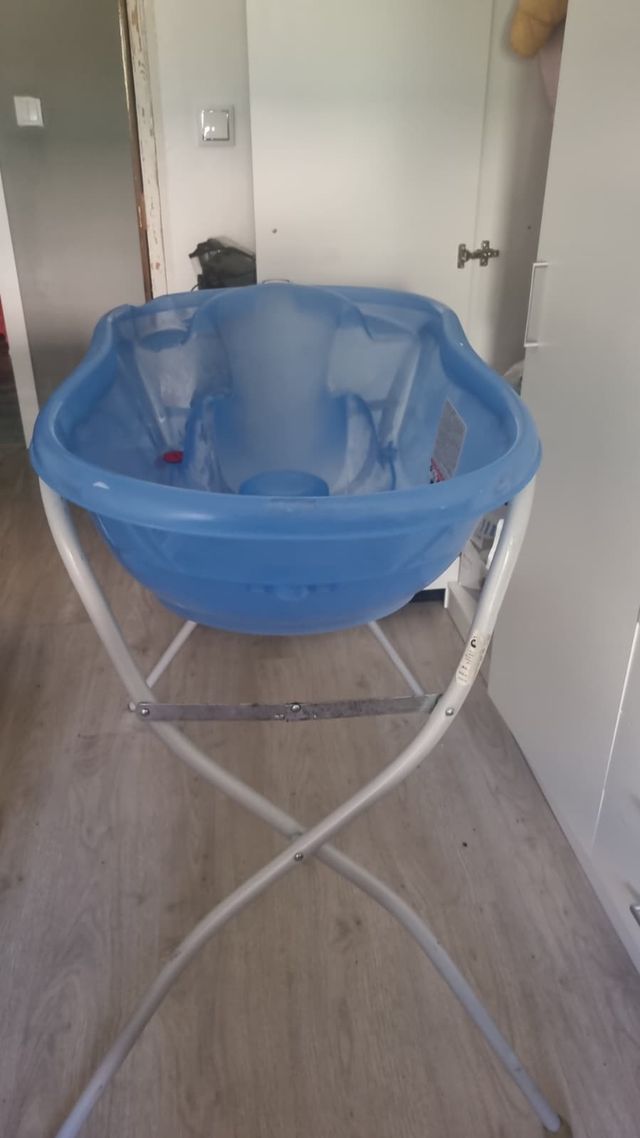 Bañera bebé OK azul con soporte