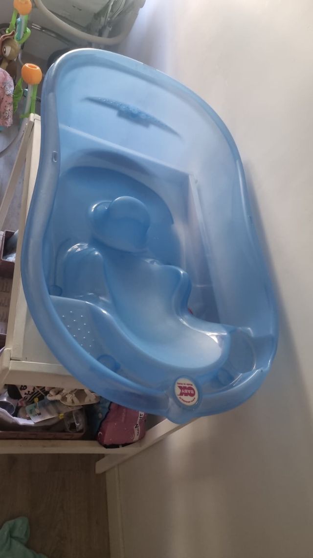 Bañera bebé OK azul con soporte