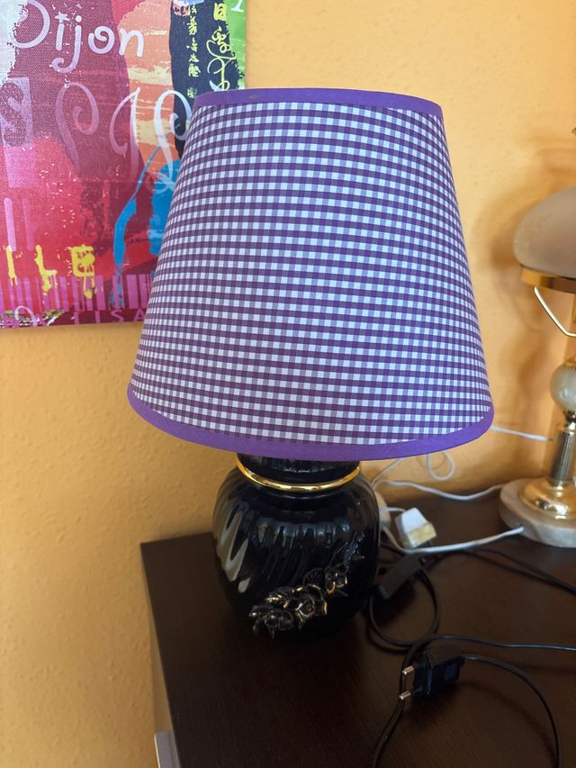 Lámpara de noche cerámica y tela